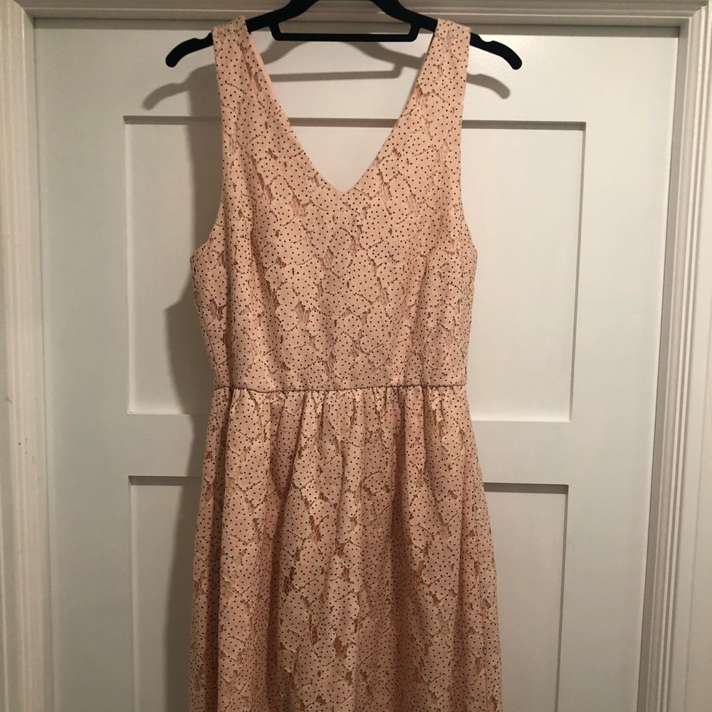 Lacy pink dress black polka dots cozy delicate airy